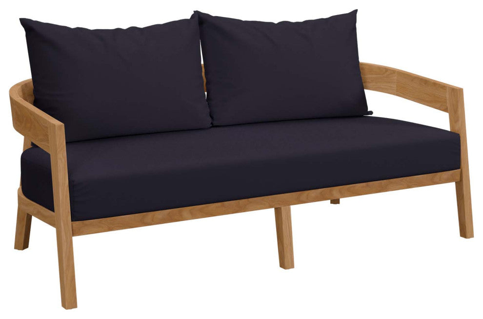 Brisbane 6-Piece Teak Wood Outdoor Patio Outdoor Patio Set, Natural Navy