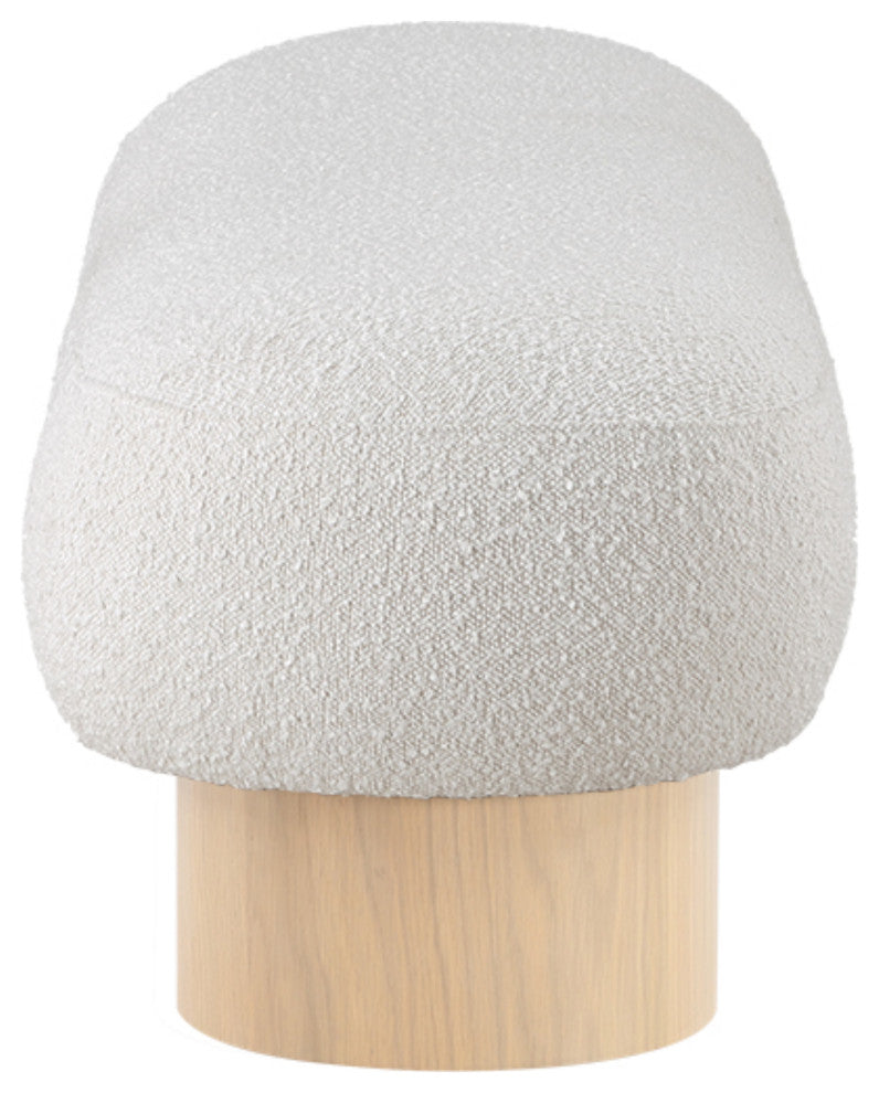 Robertson Boucle Fabric Upholstered Bench, Cream, Natural Oak Finish