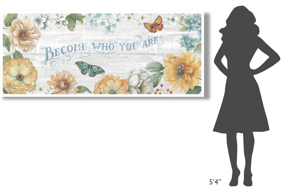 "Butterfly Bloom V on Wood Gray" Print by Daphne Brissonnet, 77"x32"
