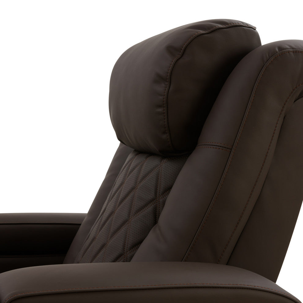Tuscany Top Grain Leather Recliner, Dark Roast, Row of 4 Loveseat Right