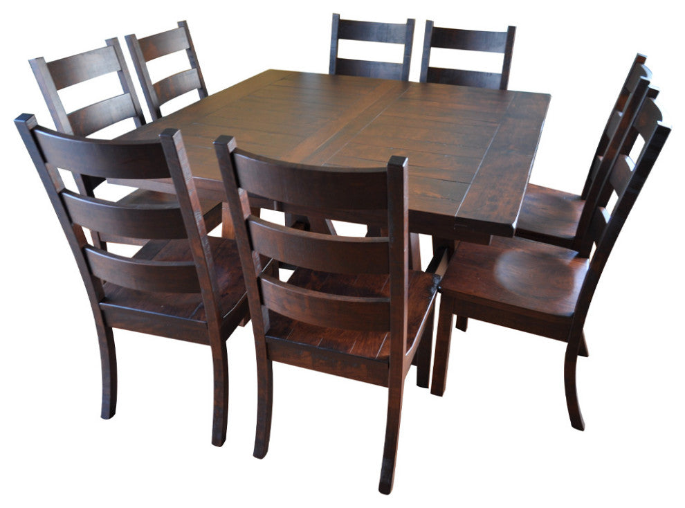 Hawthorne Rustic Cherry Square Extendable Dining Table , 60x60 2 Leaves
