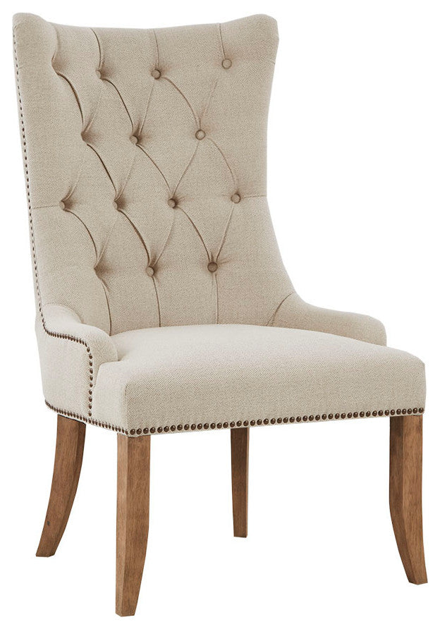 Madison Park Lucas High Wing Back Farmhouse Style Accent Chair, Cream