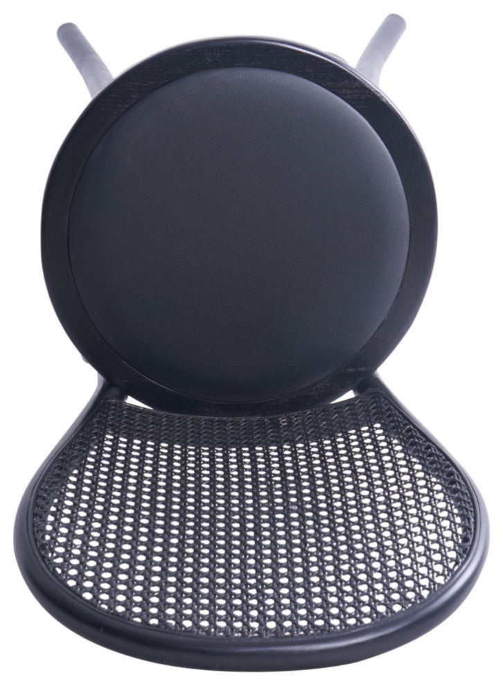 Cano Beech Wood and Rattan Dining Chair With Faux Leather Cushion, Set of 2, Black/Black