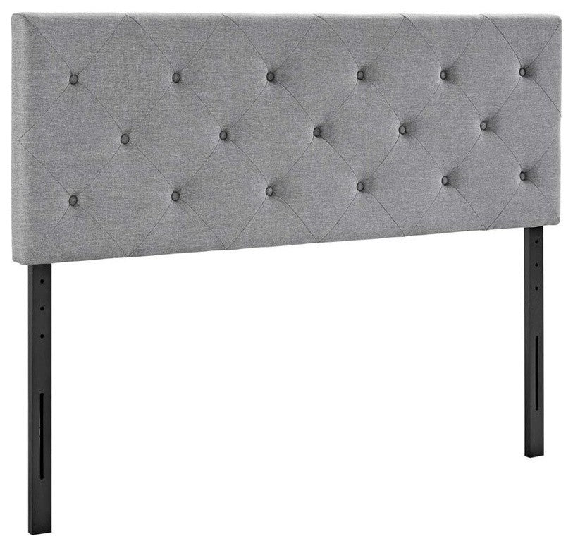 Terisa King Upholstered Fabric Headboard, Light Gray