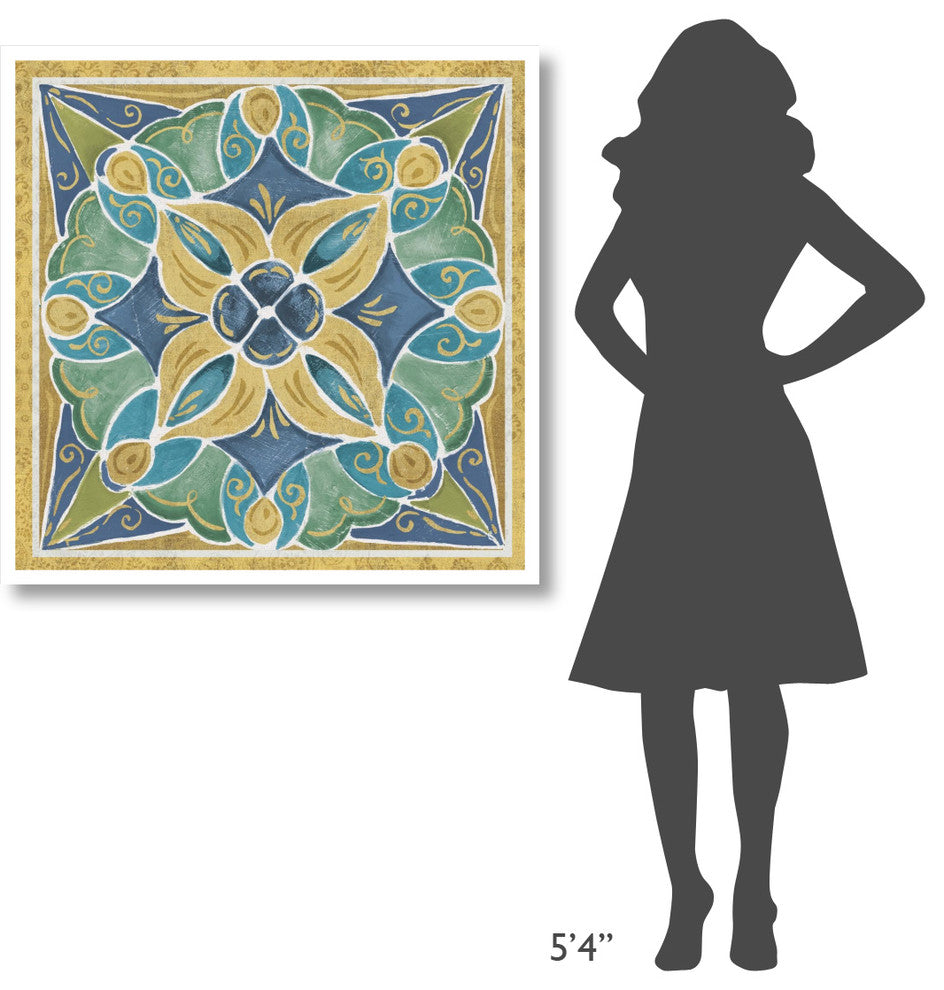 "Free Bird Mexican Tiles II" Digital Paper Print by Daphne Brissonnet, 38"x38"