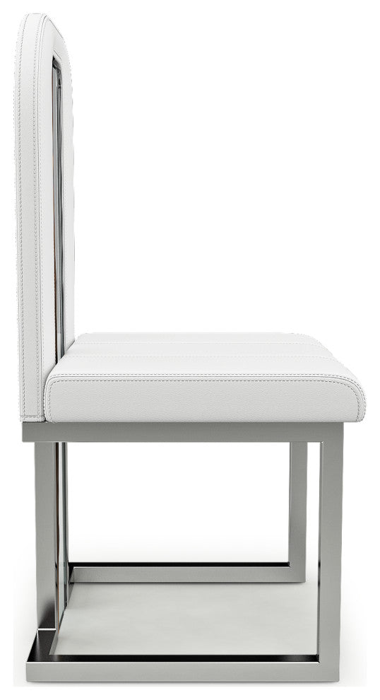 Atrani Dining Chair, White Top and Chrome Base, 6 Pieces