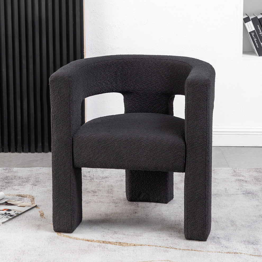 28" Wide Boucle Upholstered Square Armchair, Dark Gray