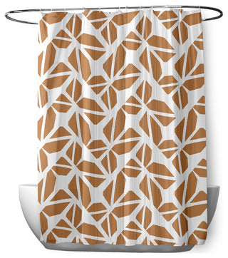 70"Wx73"L Kaleidoscope Graffiti Shower Curtain, Caramel