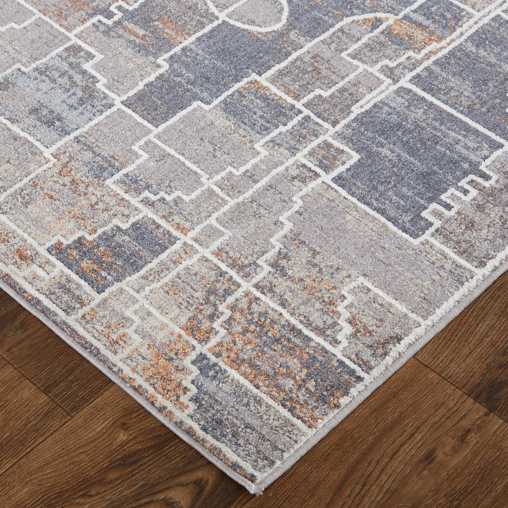Weave & Wander Edwardo Rug, Blue/Orange, 4' x 6' Rug