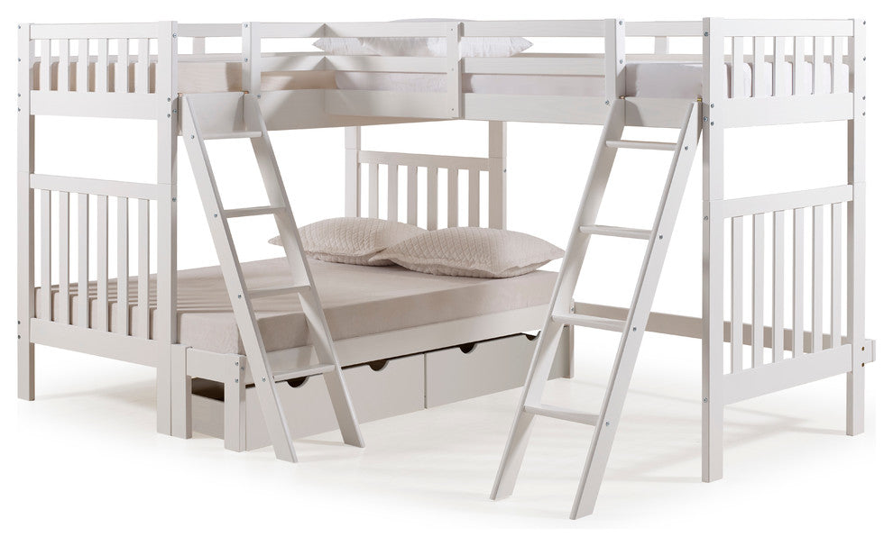 Aurora Twin Over Full Bunk Bed with Tri-Bunk Extension and Storage Drawers