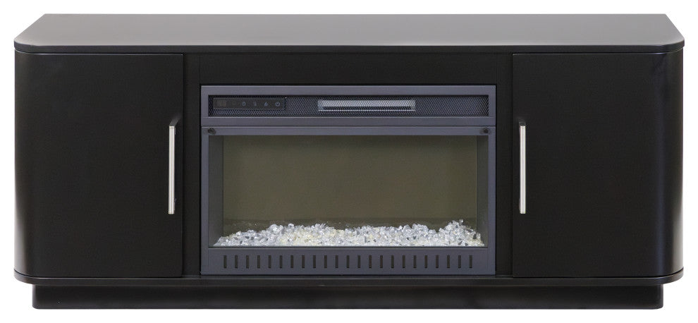 Modern 60" Fireplace Console Entertainment, Black