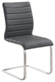 Armen Living Fusion Faux Leather & Metal Dining Chai in Gray/Stainless Steel