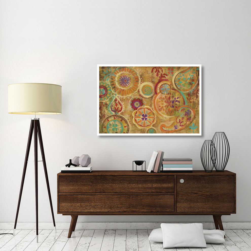 "Contemporary Paisley Eggplant" Digital Paper Print by Silvia Vassileva, 50"x34"