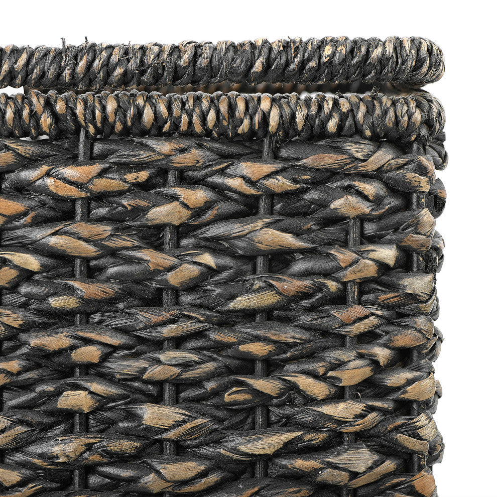 Woven/Bangkuan Stair Basket With Handles, Black