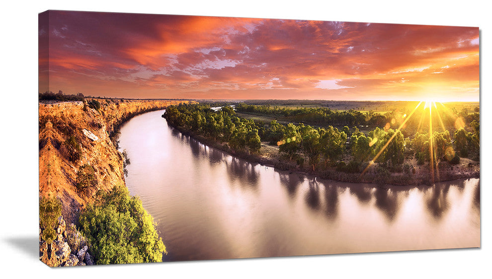 "Sunset Over Murray River Panorama" Wall Art Landscape, 32"x16"