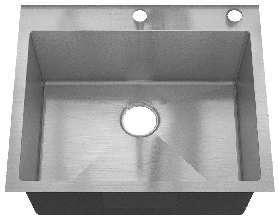Sinber Single Bowl Kitchen Sink with 304 Stainless Steel Satin Finish, 25"x22"x9", Drop in
