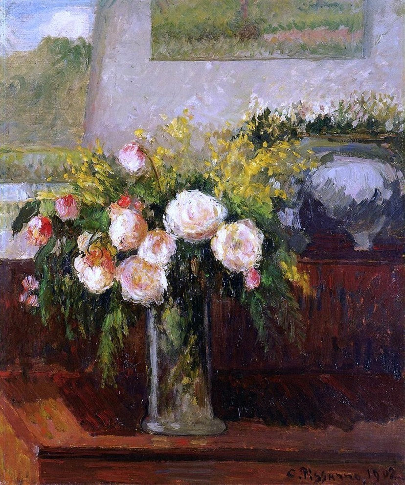Camille Pissarro Roses of Nice Premium Canvas Print