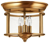 Gentry Flush Mount, Heirloom Brass With Clear Rounded Panels Glass