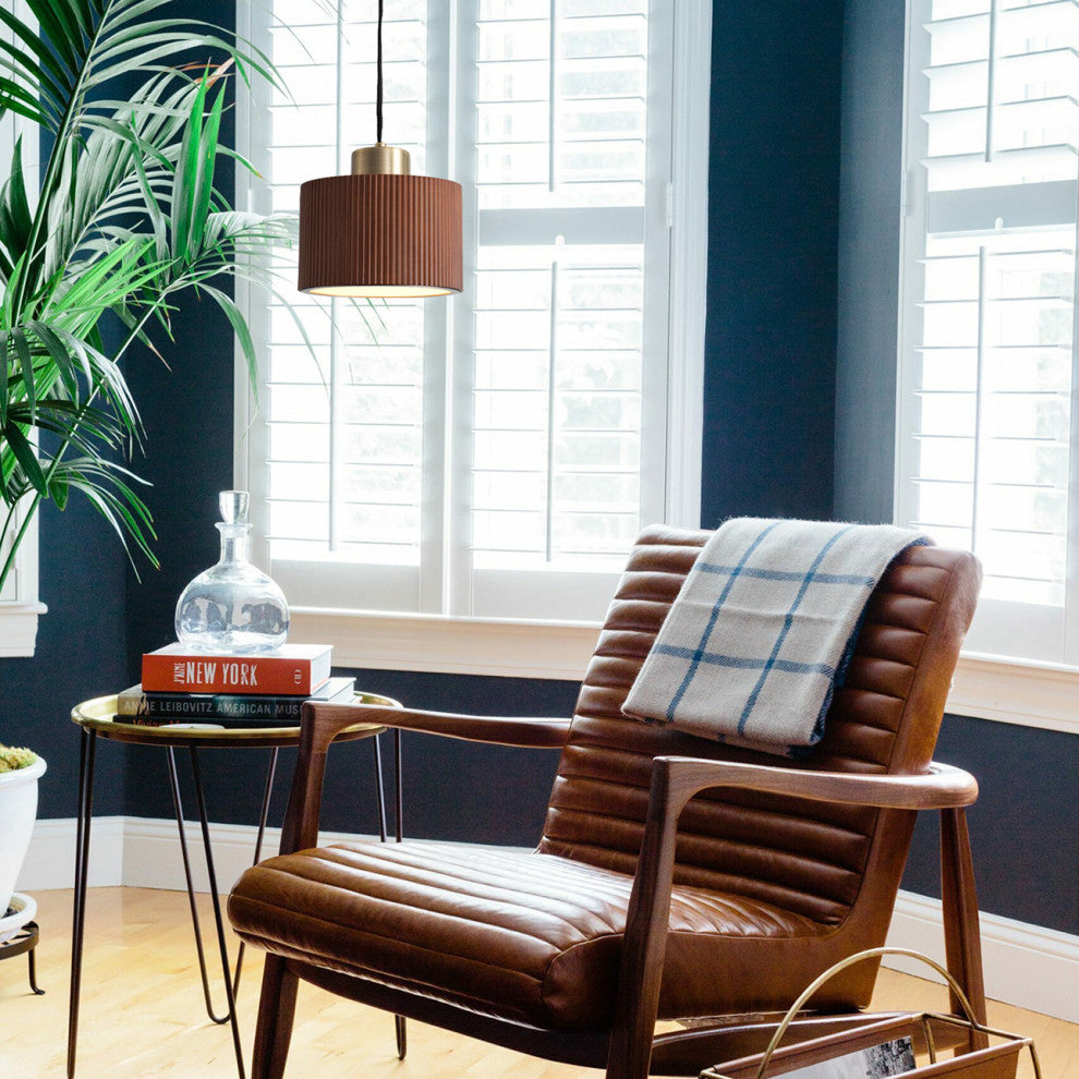 Tambo Pendant Light Weathered Brass, Dark Walnut
