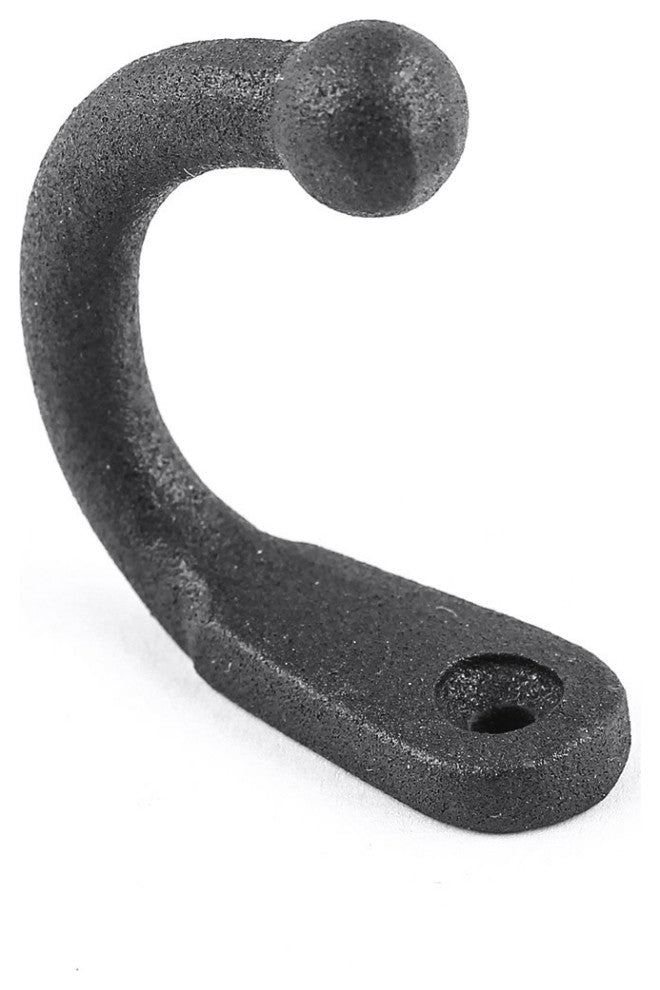 Black Wrought Iron Wall Mount Coat Hook 2" Proj. Rust Resistant with Hardware