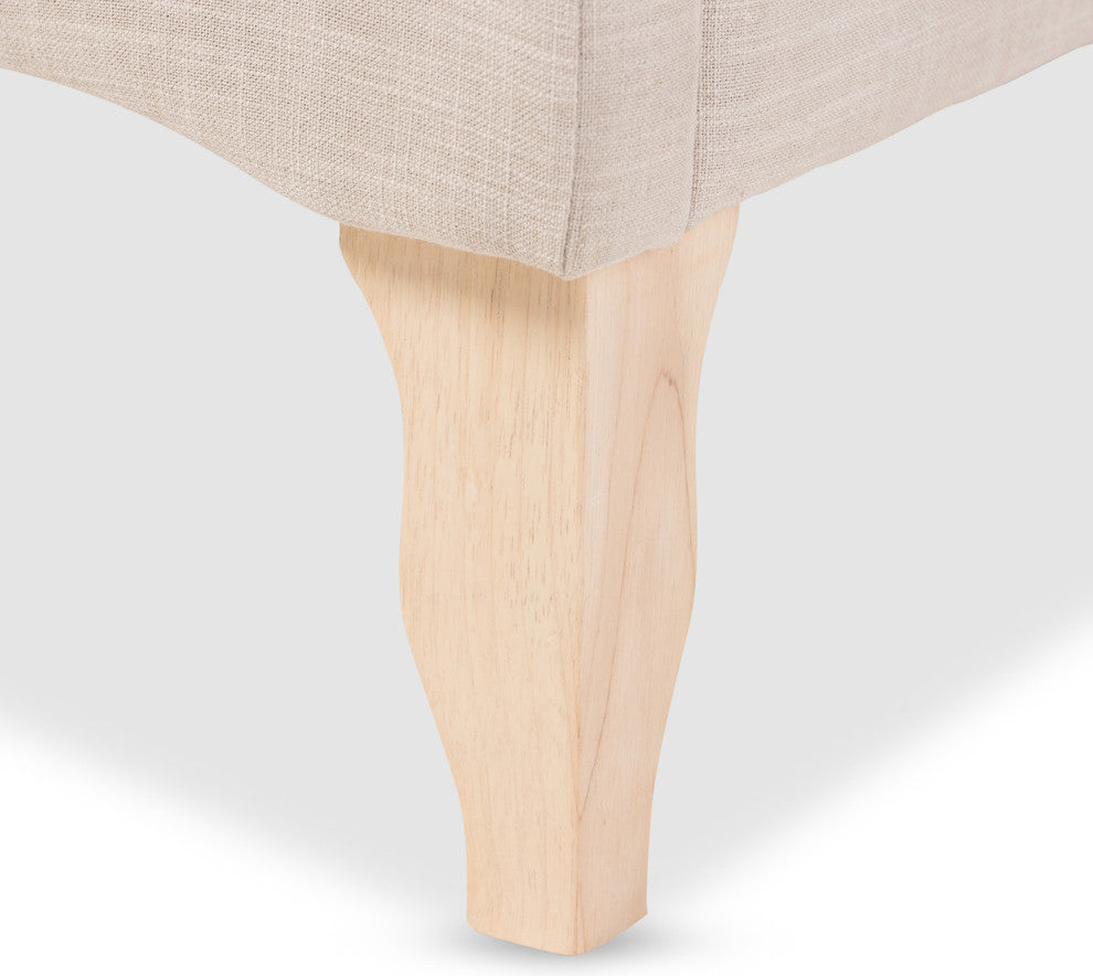 Fannie French Classic Linen Fabric Platform Bed, Beige, King