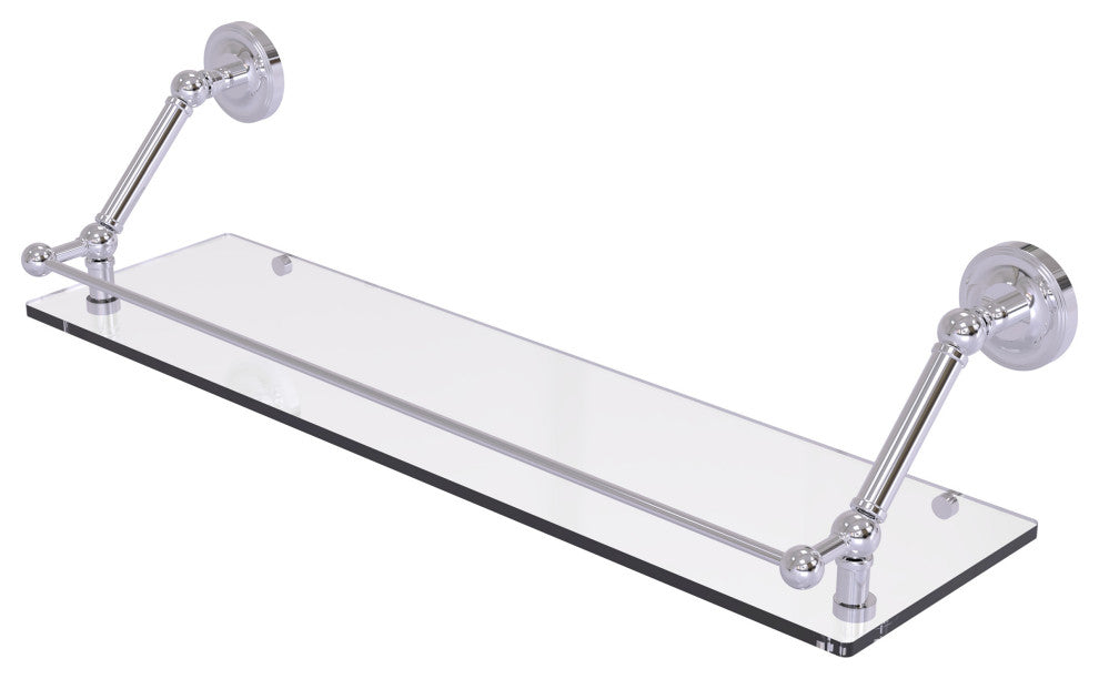 Prestige Regal 30" Floating Glass Shelf with Gallery Rail, Polished Chrome