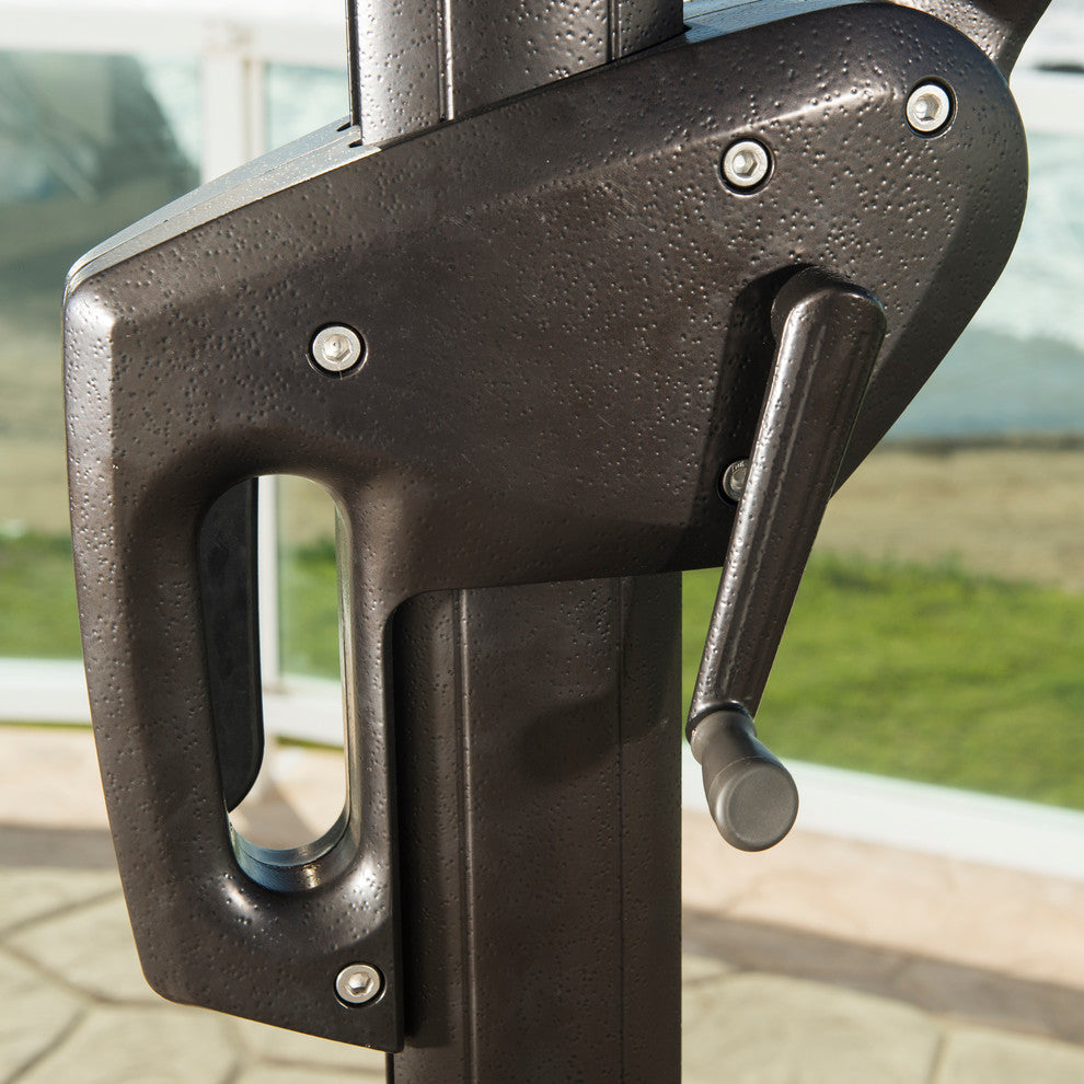 Modular 10ft Sunbrella Outdoor Round Patio Umbrella, Heather Beige