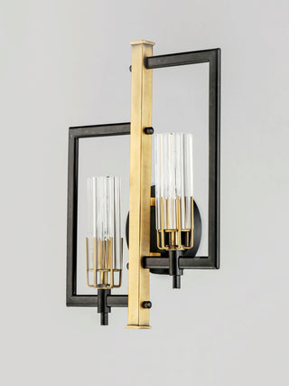 Maxim 16115CL Flambeau 2 Light 18" Tall Bathroom Sconce - Black / Antique Brass