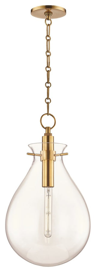 Ivy LED Medium Pendant With Clear Glass Shade, Aged Brass