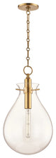 Ivy LED Medium Pendant With Clear Glass Shade, Aged Brass