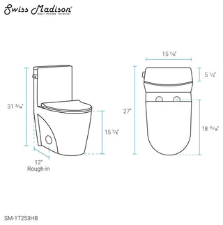 St. Tropez One-Piece Elongated Toilet Side Flush, Black Hardware