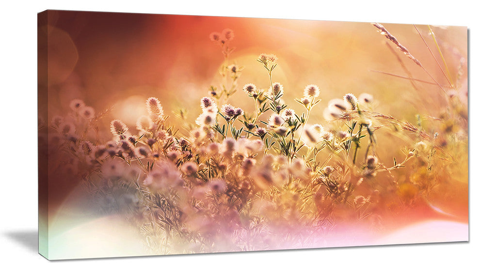 Wild Flowers on Light Background, Floral Canvas Art Print, 32"x16"
