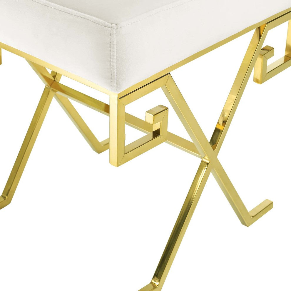 Twist Velvet Bench Gold Ivory