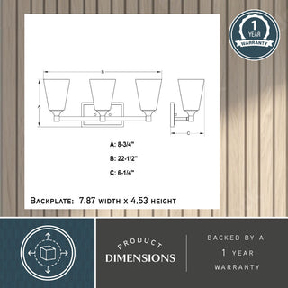 Wallingford 3-Light Modern Gold Transitional Bathroom Vanity Fixture Clear Glass, Matte Black