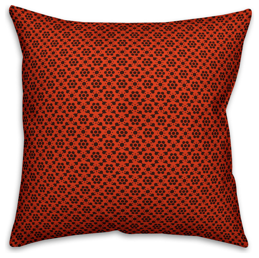 Red Floral Pattern Throw Pillow Cover, 20"x20"