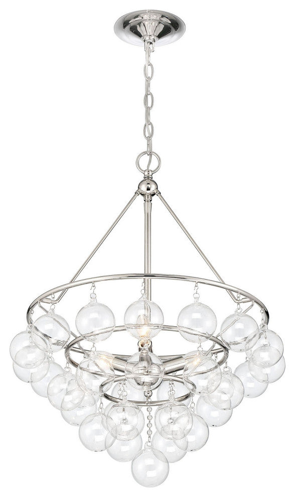 Isla 3-Light Nickel and Glass Contemporary Chandelier