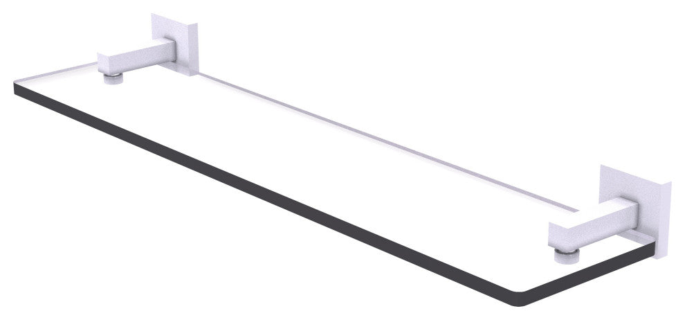 Montero 22" Glass Vanity Shelf, Beveled Edges, Matte White