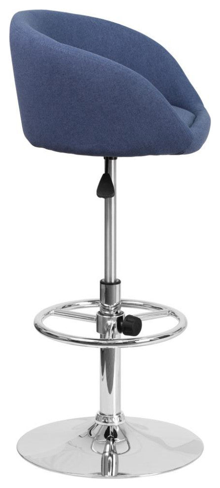 Legacy Contemporary Swivel Barstool in Brushed Stainless Steel and Grey Faux...