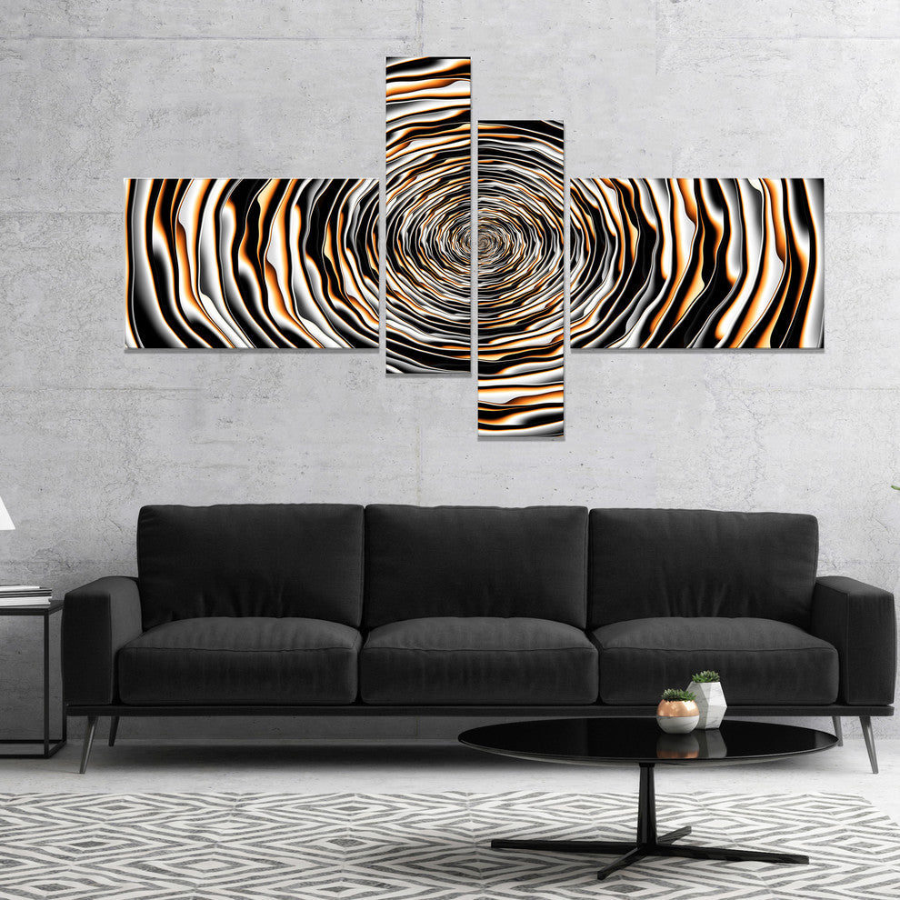 Fractal Rotating Abstract Design, Abstract Canvas Artwork, 60"x32", 4 panels