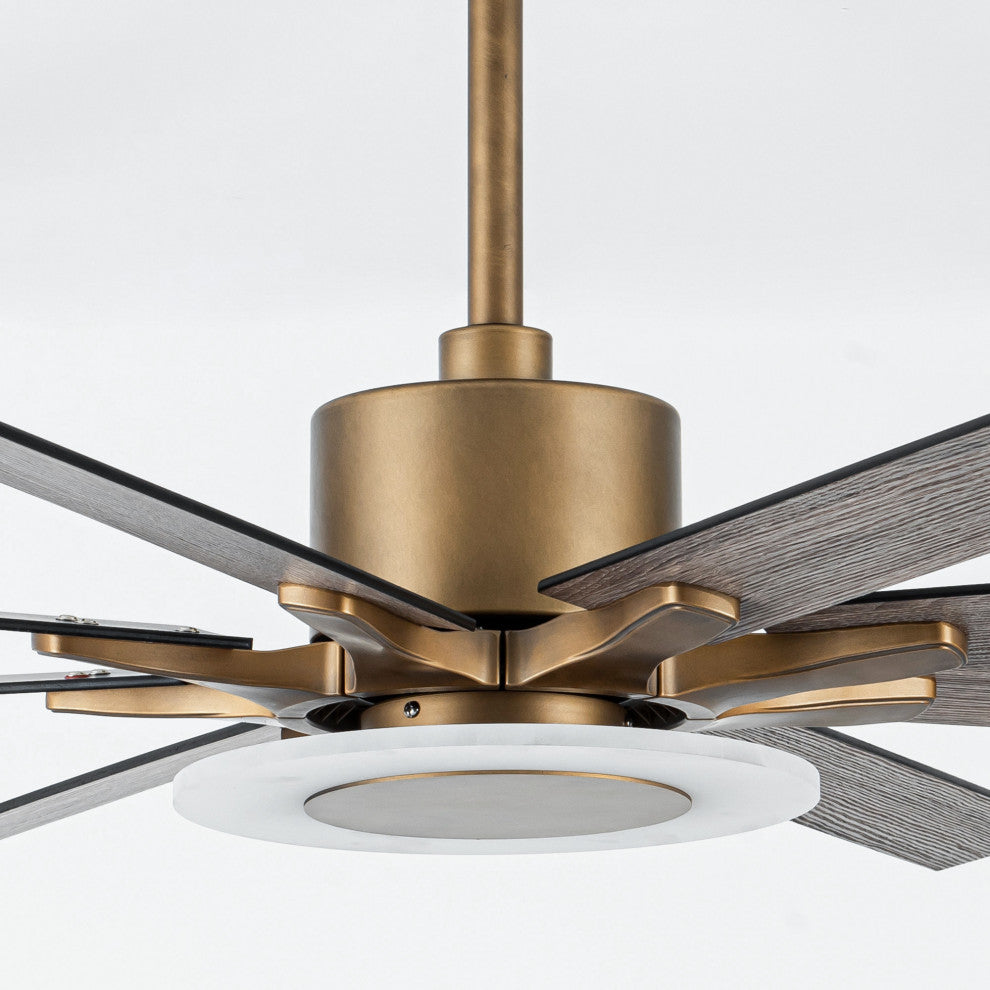 65 in Integrated LED Reversible Antique Gold Ceiling Fan With Remote Control