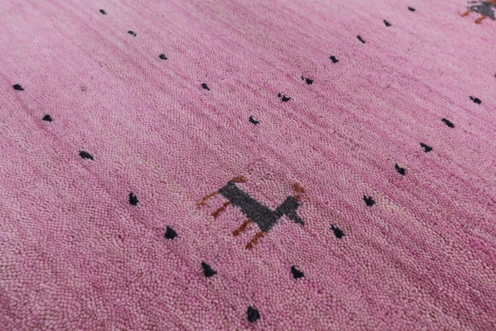 6' Square Handmade Persian Gabbeh Wool Rug - Q15307