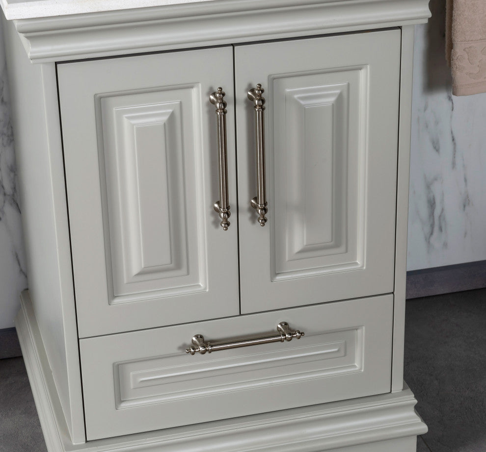Romana Collection 24" Bathroom Vanity With Sink, Mirror, Countertop, Gray
