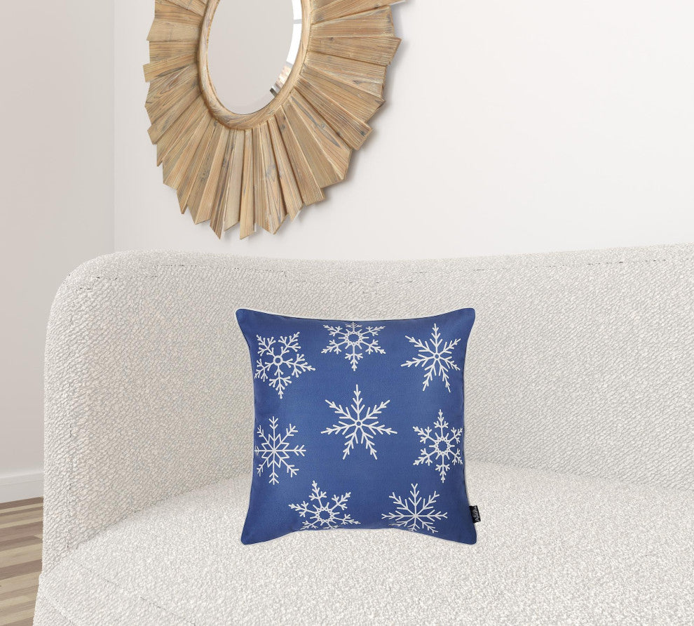 Set of 2 Blue 18" Holiday Snowflakes Throw Pillow Covers