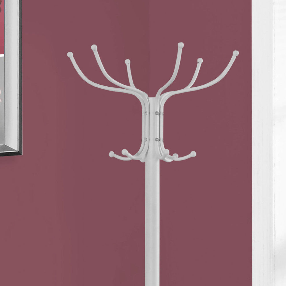 18" X 18" X 70" White  Metal  Coat Rack
