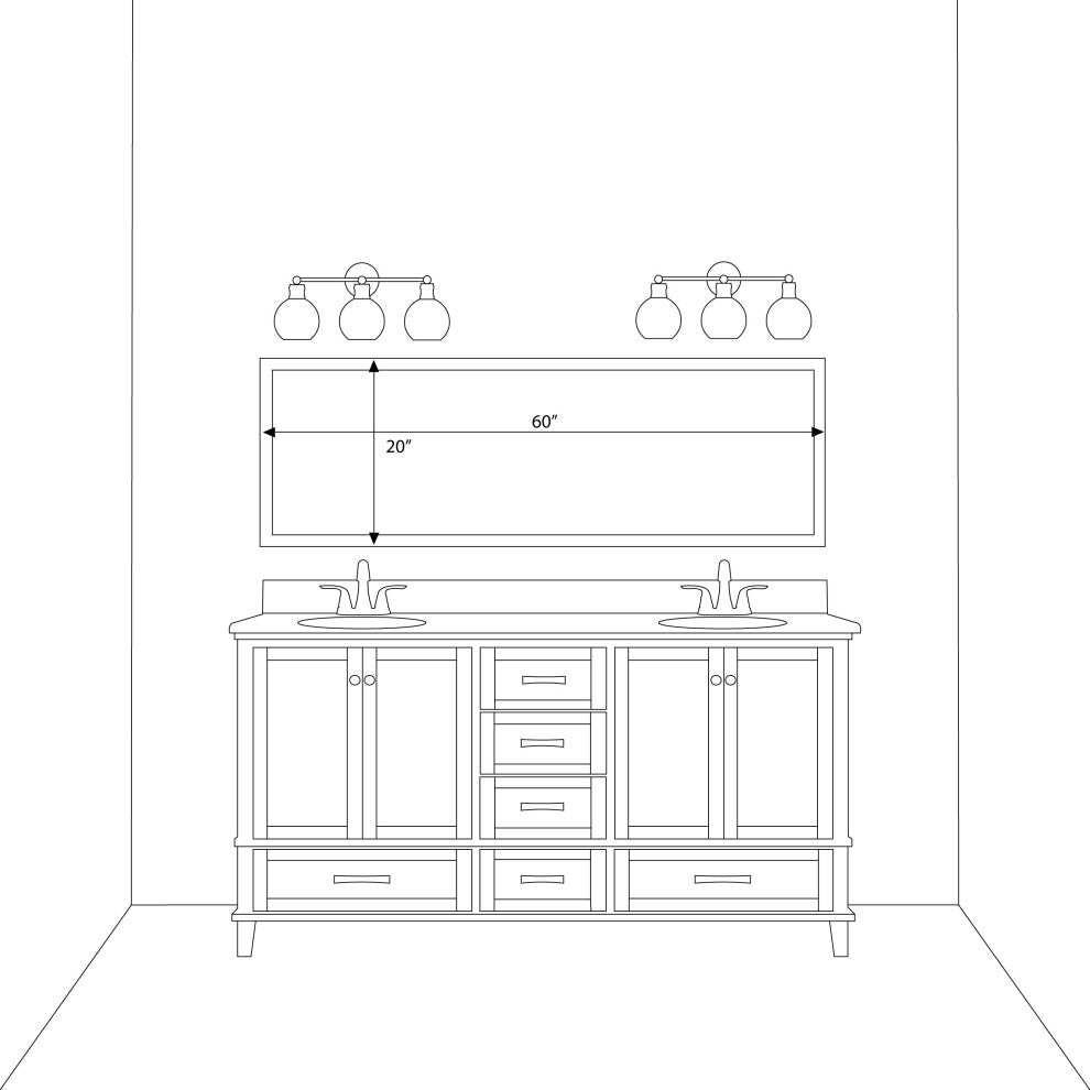 Kendall Framed Wall Mirror, Ivory, 20"x60"
