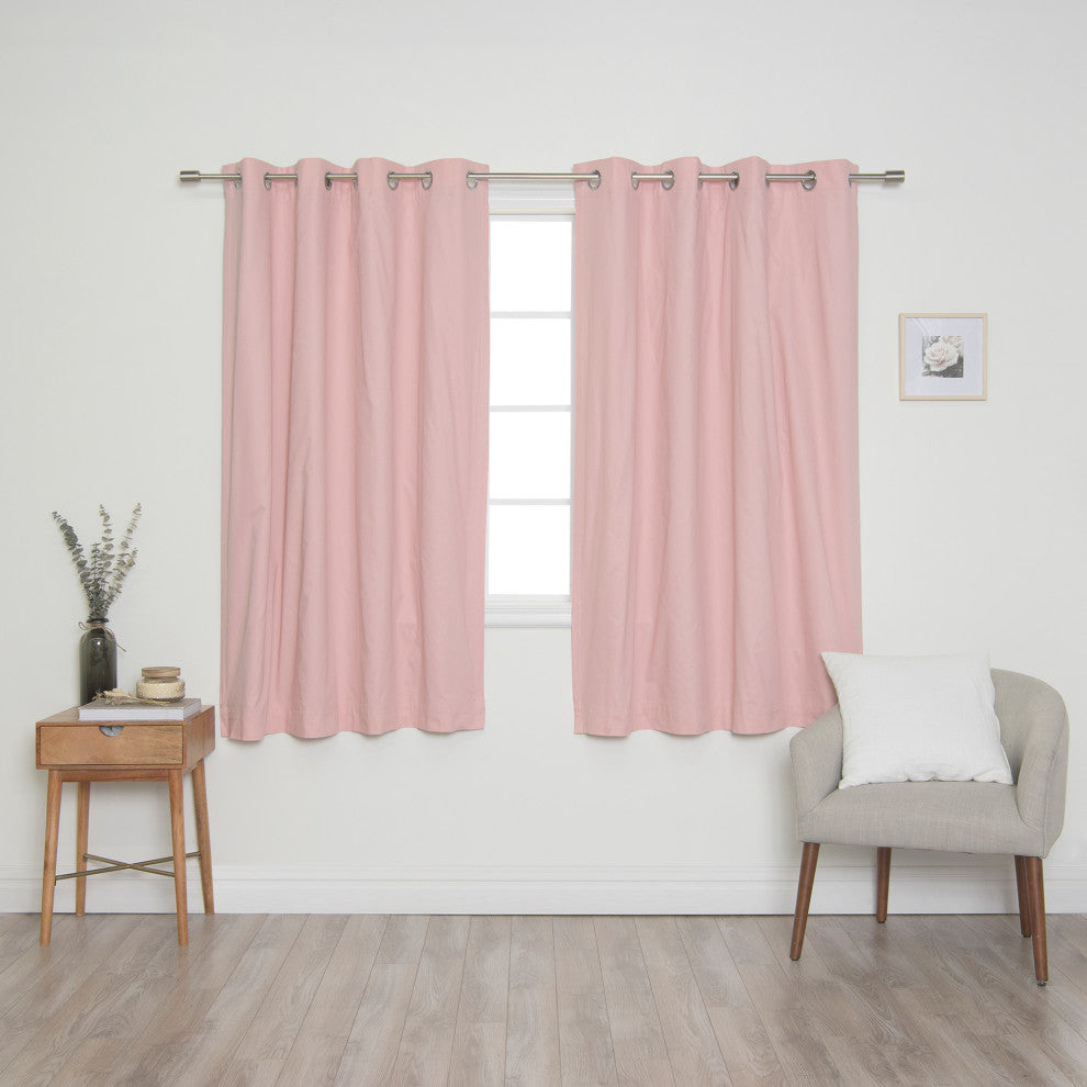 Solid Cotton Blackout Curtain, Pink, 52"x84"