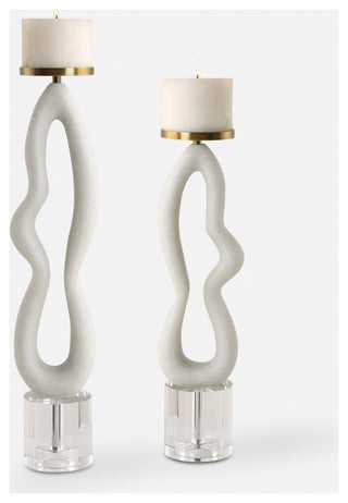 Uttermost - 18160 - Candleholders, S/2 - Feamelo - Brushed Brass