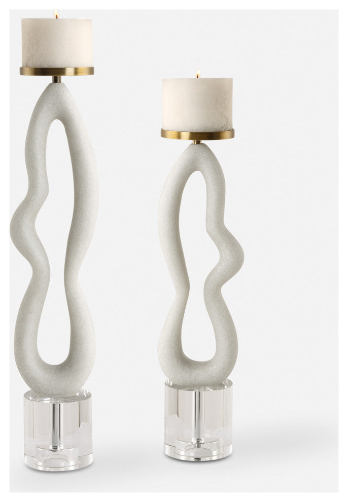 Uttermost - 18160 - Candleholders, S/2 - Feamelo - Brushed Brass