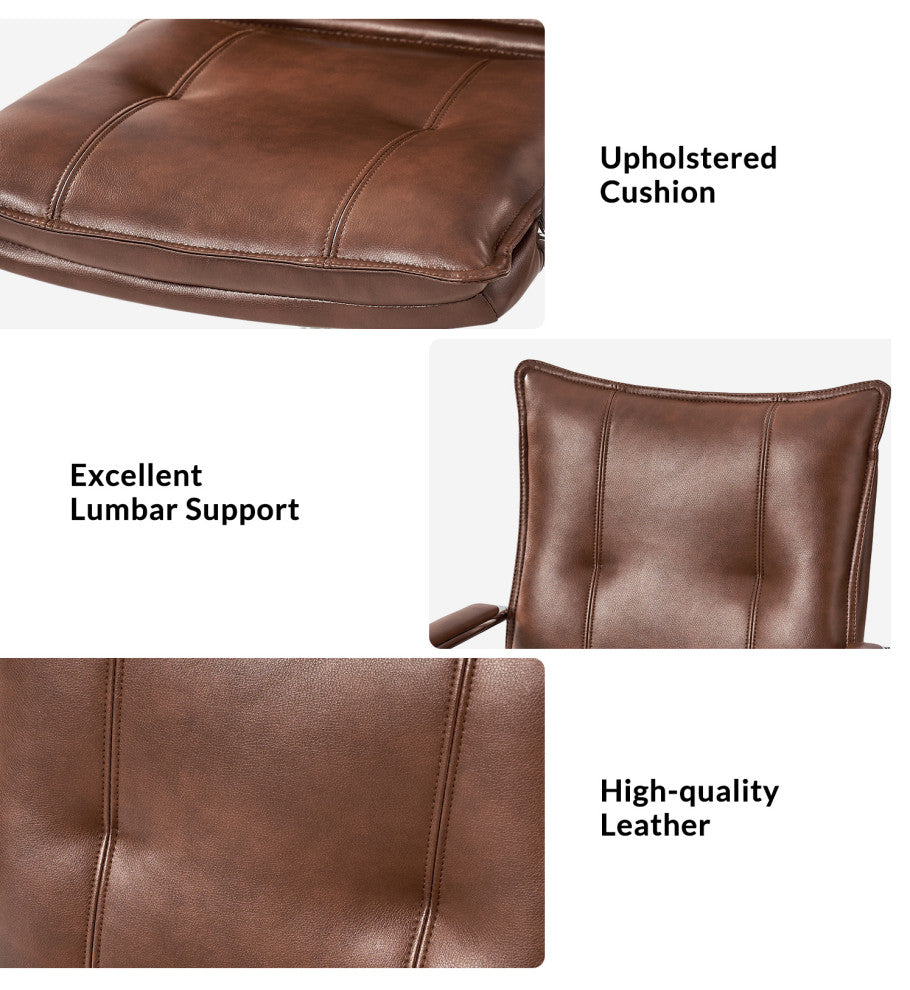 Task Chair With Padded Arms, Brown
