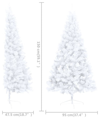 vidaXL Christmas Tree Artificial Half-Circle Xmas Tree with Stand White PVC